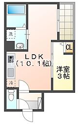 安城市法連町アパート 1LDKの間取図画像