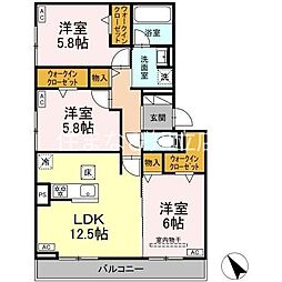 D-avance今本町A 3LDKの間取図画像
