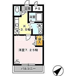 エクステージ 1Kの間取図画像