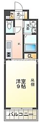 グランデュ桜2 1Kの間取図画像