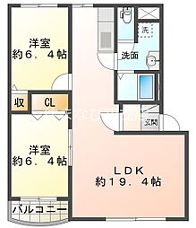 名広マンション 2LDKの間取図画像