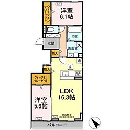 maisonSOLARE 2LDKの間取図画像