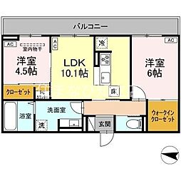 アンシャンテ知立 2LDKの間取図画像