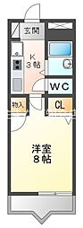 リバーストーン 1Kの間取図画像