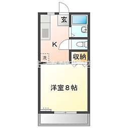 ハウスK3 1Kの間取図画像