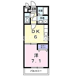 アンプルールリーブルウイング 1DKの間取図画像