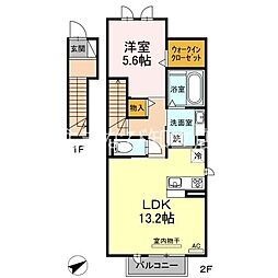 ヴィラ・クオーレ2A 1LDKの間取図画像