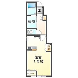 ＰａｒｃｄｅｓＭＫ 1階ワンルームの間取り