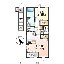 プチ　ルシエル 2階1LDKの間取り
