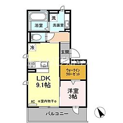 リーリエ 2階1LDKの間取り