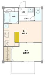 エスポワール出来島 1DKの間取図画像