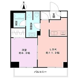 レデス万代公園 1LDKの間取図画像