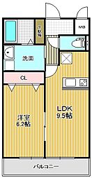 グランK2 1LDKの間取図画像