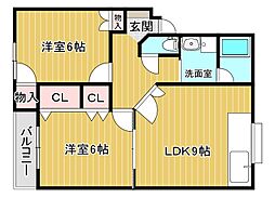 ライムライト1 2LDKの間取図画像