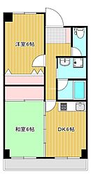 第2スカイマンション青嵐 2DKの間取図画像