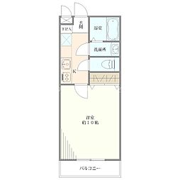 エトリエ紫竹山 1Kの間取図画像