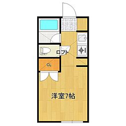 ピュア東中島 ワンルームの間取図画像