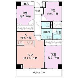 パークヒルズ女池上山 3LDKの間取図画像