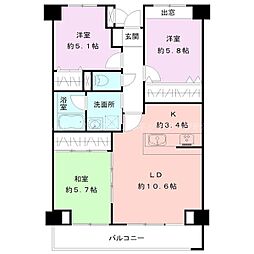 パークヒルズ女池上山 3LDKの間取図画像