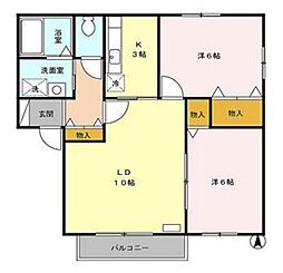 さくえハイツ 2LDKの間取図画像