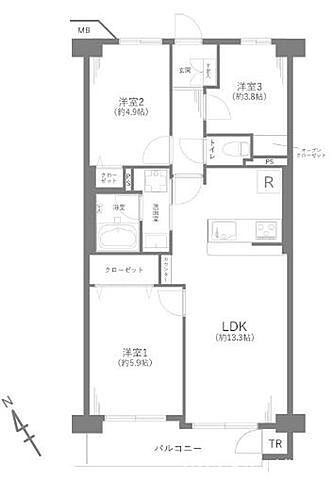 間取り コスモ町屋 2階/-
