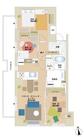 間取り リリファ西葛西 7階/-
