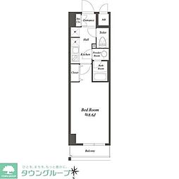 ルクレ両国 2階1Kの間取り