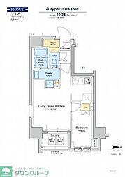 プラウドフラット浅草アベニュー 8階1LDKの間取り