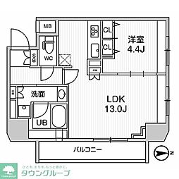 ジェノヴィア浅草橋IIスカイガーデン 7階1LDKの間取り