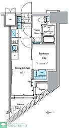 ルフォンプログレ田原町 4階1DKの間取り