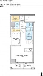 プラウドフラット両国II 9階1LDKの間取り