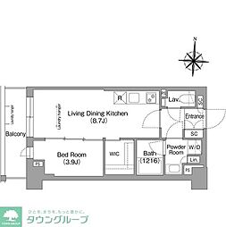 ウエリスアーバン住吉EAST 1LDKの間取図画像