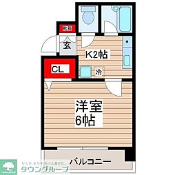 モンシェール錦糸町 1Kの間取図画像