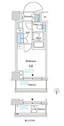 パークアクシス錦糸町スタイルズ ワンルームの間取図画像