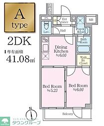 アイルプレミアム押上イースト 2DKの間取図画像