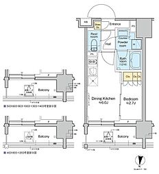 プラウドフラット亀戸ステーションPLACE 1DKの間取図画像