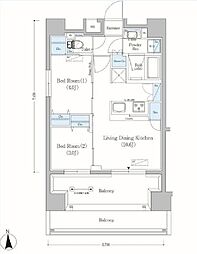 Urbanex蔵前 2LDKの間取図画像