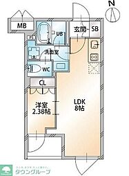 オープンブルーム八広east 1LDKの間取図画像
