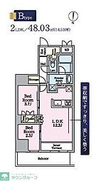 リビオメゾン東陽町Hutte 2LDKの間取図画像