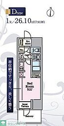リビオメゾン東陽町Hutte ワンルームの間取図画像