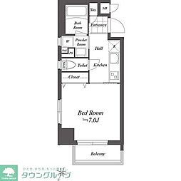 グランデュオ二子多摩川 6階1Kの間取り