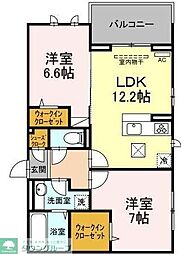 アベニール大倉山 1階2LDKの間取り