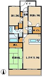 パークハウス中原トラディア 5階3LDKの間取り