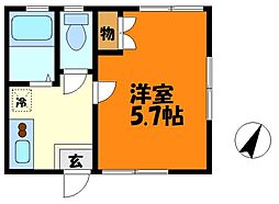 ユーハウス 1Kの間取図画像