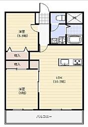 ボヌール山崎 2LDKの間取図画像