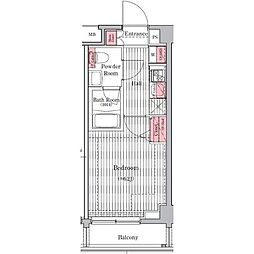 プレール・ドゥーク元住吉 1Kの間取図画像