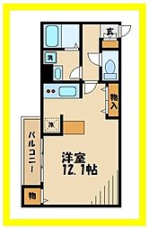 ルネ千年 ワンルームの間取図画像