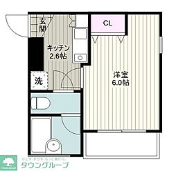キャッスル5アメジスト 1Kの間取図画像