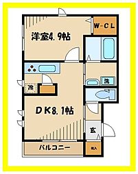ブルージュ諏訪 1DKの間取図画像
