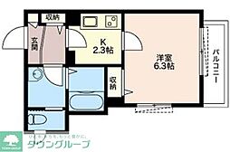 ル・メール 1Kの間取図画像